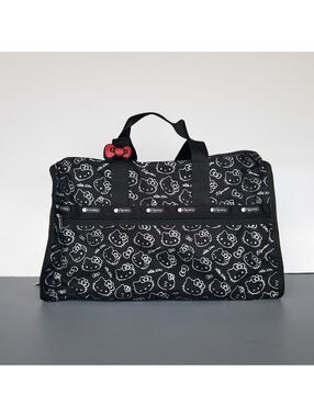 LeSportsac x Hello Kitty Black Deluxe Large Weekender Travel Bag NWT